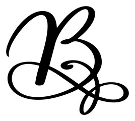 Hand drawn vector calligraphy letter B. Script font italic logo. Handwritten brush style flourish