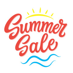 Summer sale. Hand lettering text with sun and waves isolated on white background. Vector  typography text for posters, cards, banners, flyers
