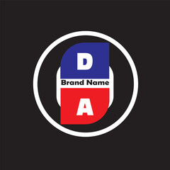 DA letter logo vector  design on black color background DA letter logo icon design
