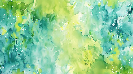 Fototapeta na wymiar Abstract lime and turquoise watercolor, hand-painted reef vitality for eco-campaigns.
