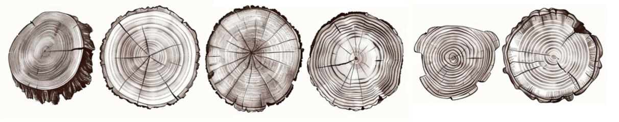 An illustration depicting the annual rings of a tree, showcasing the symmetry and pattern in the woods growth. The drawing captures the beauty of nature in a font of art.
