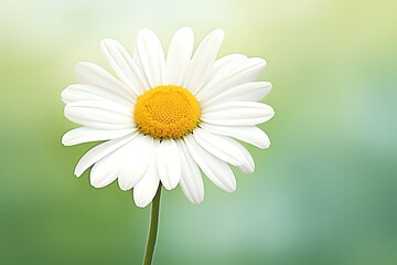 Obraz premium Craft a digital masterpiece of a white daisy blooming against a lush green backdrop, using photorealistic techniques to create a stunning, vibrant image that symbolizes purity and new beginnings. cart
