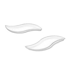 Two white plastic dessert plates isolated over white background. Hand drawn pencil sketch illustration