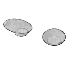 Two white plastic cups isolated over white background. Hand drawn pencil sketch illustration
