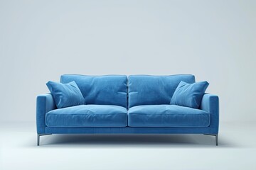 Fototapeta premium A sleek blue modern sofa with minimalist design