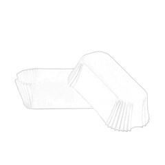 White paper baking form for eclairs and cakes . Hand drawn pencil sketch illustration