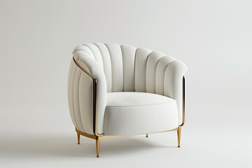An Art Deco armchair with curved lines and gilded accents exudes vintage - obrazy, fototapety, plakaty