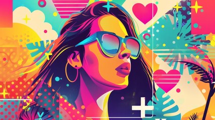 Pretty Girl Pop Art Collage Poster
