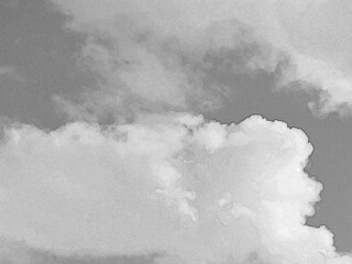 White fluffy cloud over blue sky background, beautiful heaven photo. Hand drawn pencil sketch illustration