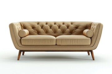 A mid-century sofa with button-tufted upholstery