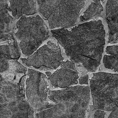 Seamless stone pattern. Old stone wall black and white monochrome texture. Pencil sketch drawing illustration