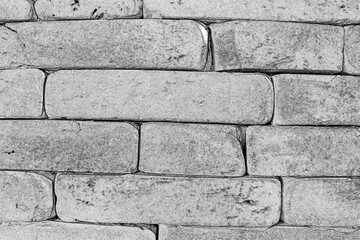 Brick wall texture. House wall pattern black and white photo, close view. Pencil sketch drawing illustration