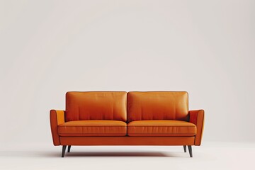 A modern orange sofa with sleek silhouette