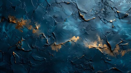 Dynamic Gold and Moody Blue: Modern Abstract Texture