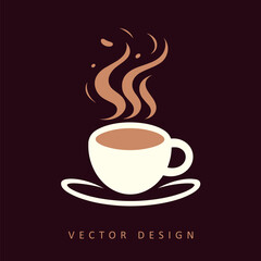 hot coffee minimalist elegant vector design isolated illustration - obrazy, fototapety, plakaty
