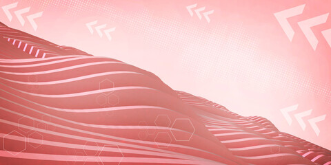 Abstract background. Folding curve waveform paper with Internet connection technology concept. development, red , banner, website, 3d rendering.