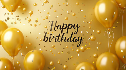 Elegant yellow balloon Happy Birthday celebration card banner template.Happy birthday.