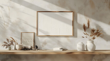 A simple modern thin beige wood picture frame