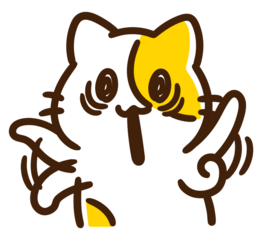 恐ろしい形相で慌てふためくかわいいねこのキャラクターのコミカルなイラスト