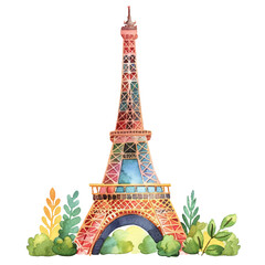 eiffel lanscape vector illustration in watercolor style