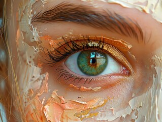 Artistic portrait painting, close-up on the stroke of the brush, capturing emotions on canvas