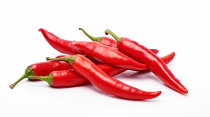 Food photography - Group of red chili peppers, isolated on white background