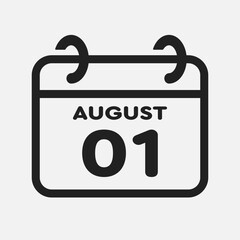 Icon page calendar day - 1 August