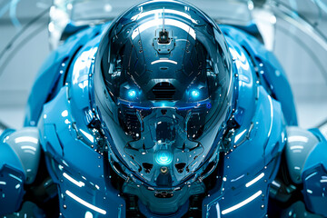 Fototapeta premium AI Futuristic Machine: Cyber Blue III - A Transparent View