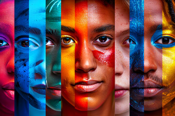 Obraz premium Embracing Diversity: A Mosaic of LGBTQ Faces