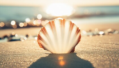 Seashell with a decorative spiral opening, ideal for a beach holiday background