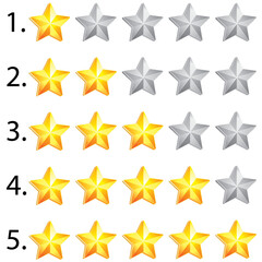 set of stars on transparent background