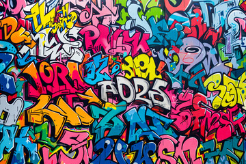 Obraz premium Vibrant Urban Graffiti Art Seamless Pattern Background: Capturing the Energy and Creativity of Street Culture and Contemporary Art Movements