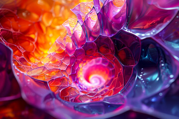 Vibrant Metallic Octane Abstract 3D Fractal: A Colorful Journey through Dimensional Creativity