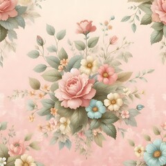 Seamless floral pattern with watercolor flowers in pastel colors generated by ai