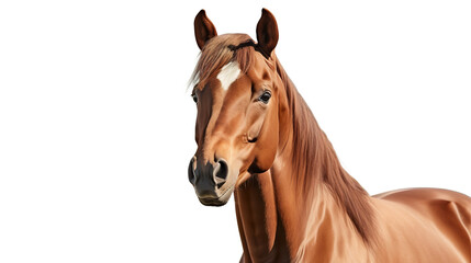 Cartoon brown horse set apart against a stark white background