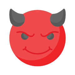 Scary devil with horns, customizable emoji icon in trendy style