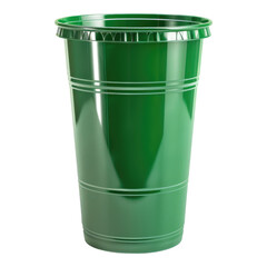 Green plastic party cup isolated on transparent background