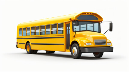 Obraz na płótnie Canvas An isolated cartoon school bus on a background of pure white