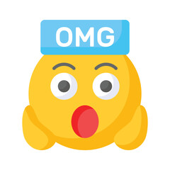 Oh My God expression emoji vector design, editable vector