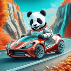 스포츠카 타고있는 펜다