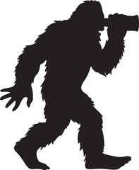 Bigfoot with Binoculars Silhouette