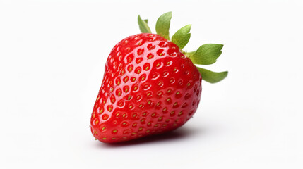 Fresh strawberry in close-up isolated on a blank white background