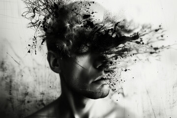 A man with schizophrenia: Concept of schizophrenia, depression, and anxiety.