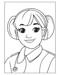 Nurse Coloring Pages, Free Nurse vector, Nurse illustration, Nurse Black and White