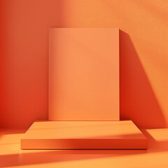 Obraz premium frame on wall with a light orange.