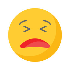 Painful expression, trendy icon of pain emoji, editable vector