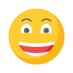 Enthusiastic emoji icon, happy face vector design