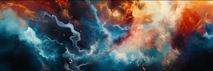 Cosmic cloud formations, swirling in a spectrum of vibrant colors.