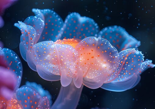 Underwater Serenity: Flower Blooming Amidst Bubbles in Dark Waters