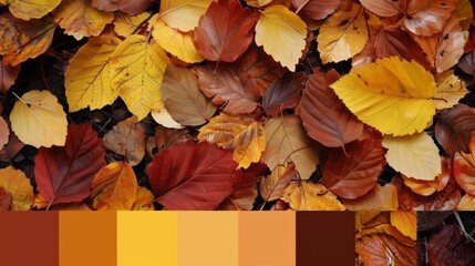 A natureinspired color palette featuring shades of rust burgundy mustard and brown inspired by the beautiful colors of autumn leaves..